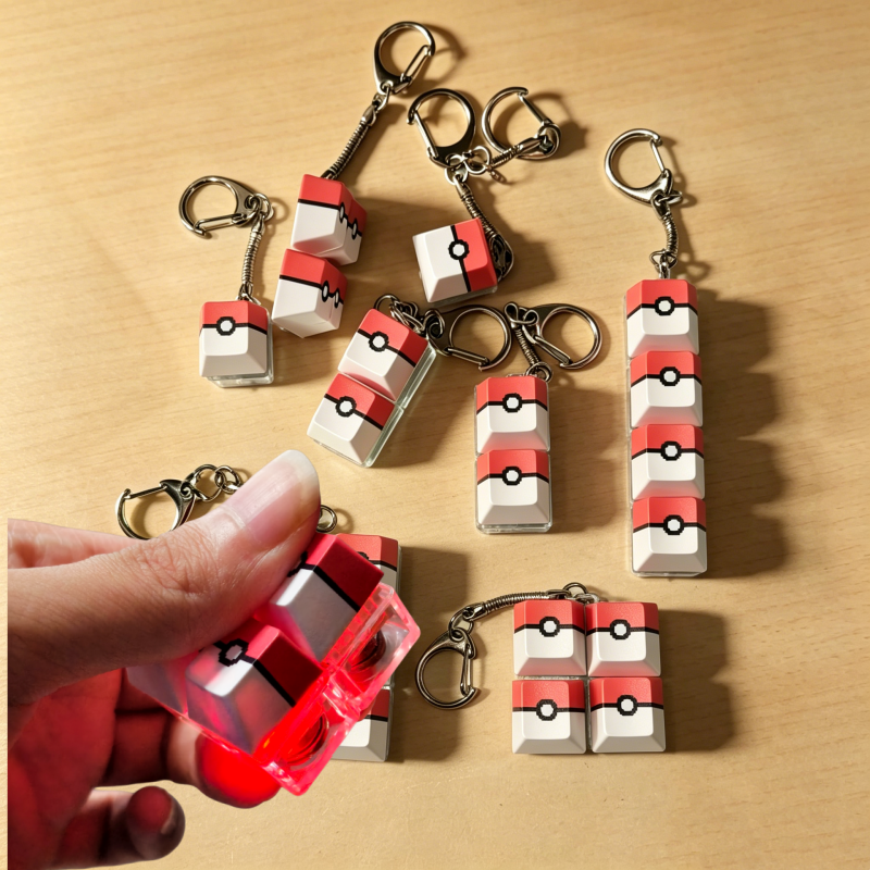 Pokeball Cosplay Prop - Pokeball Light Up Keyboard Key Keychain