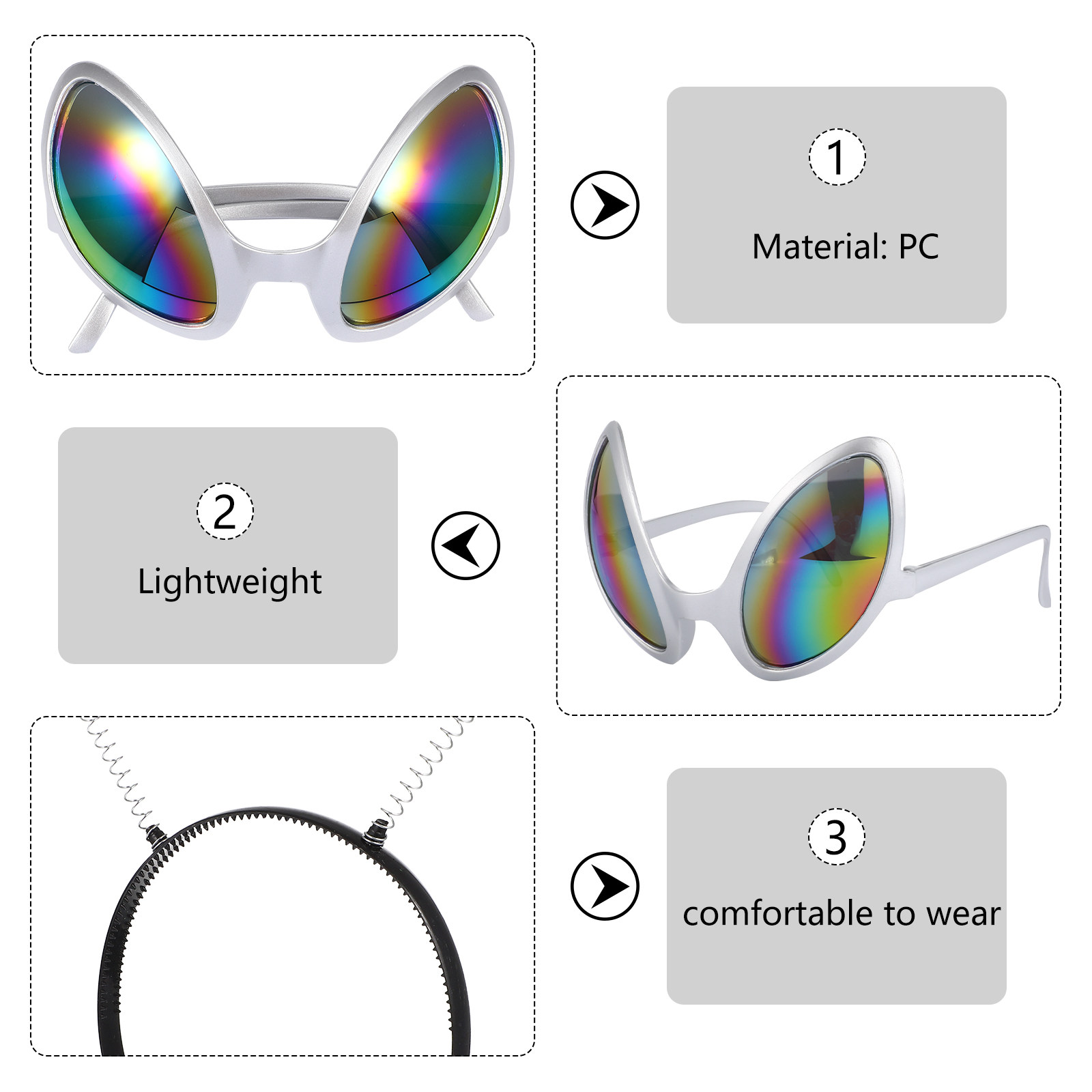 2Pcs Saucer Man Glasses and Ha - đánh giá và giá Cosplay Material For Prop